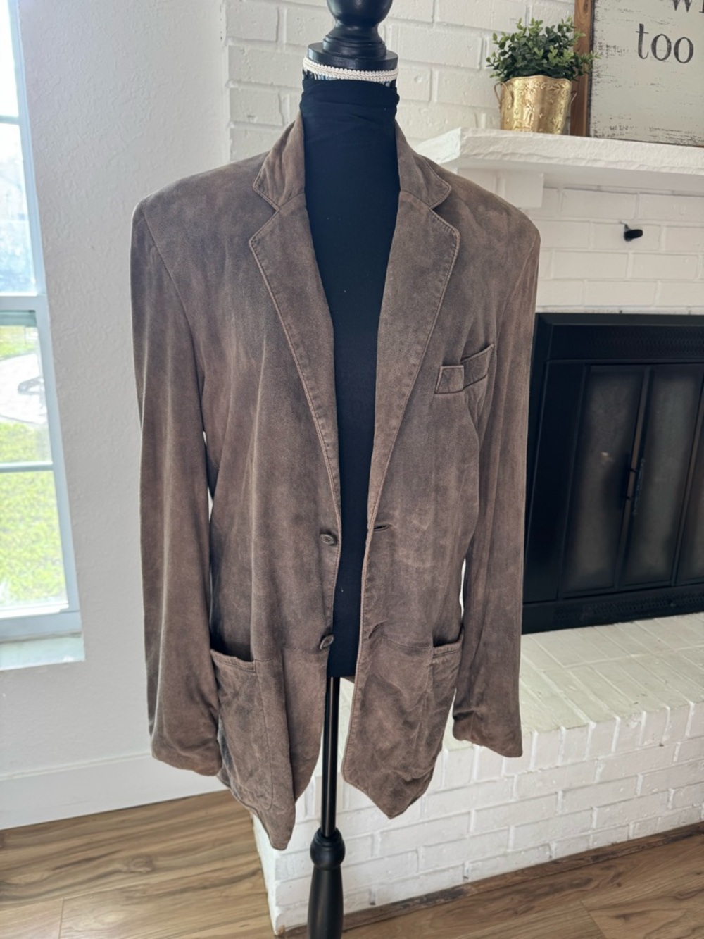 Remy Leather Brown Suede Blazer Jacket Vintage 90s Women’s Size 38